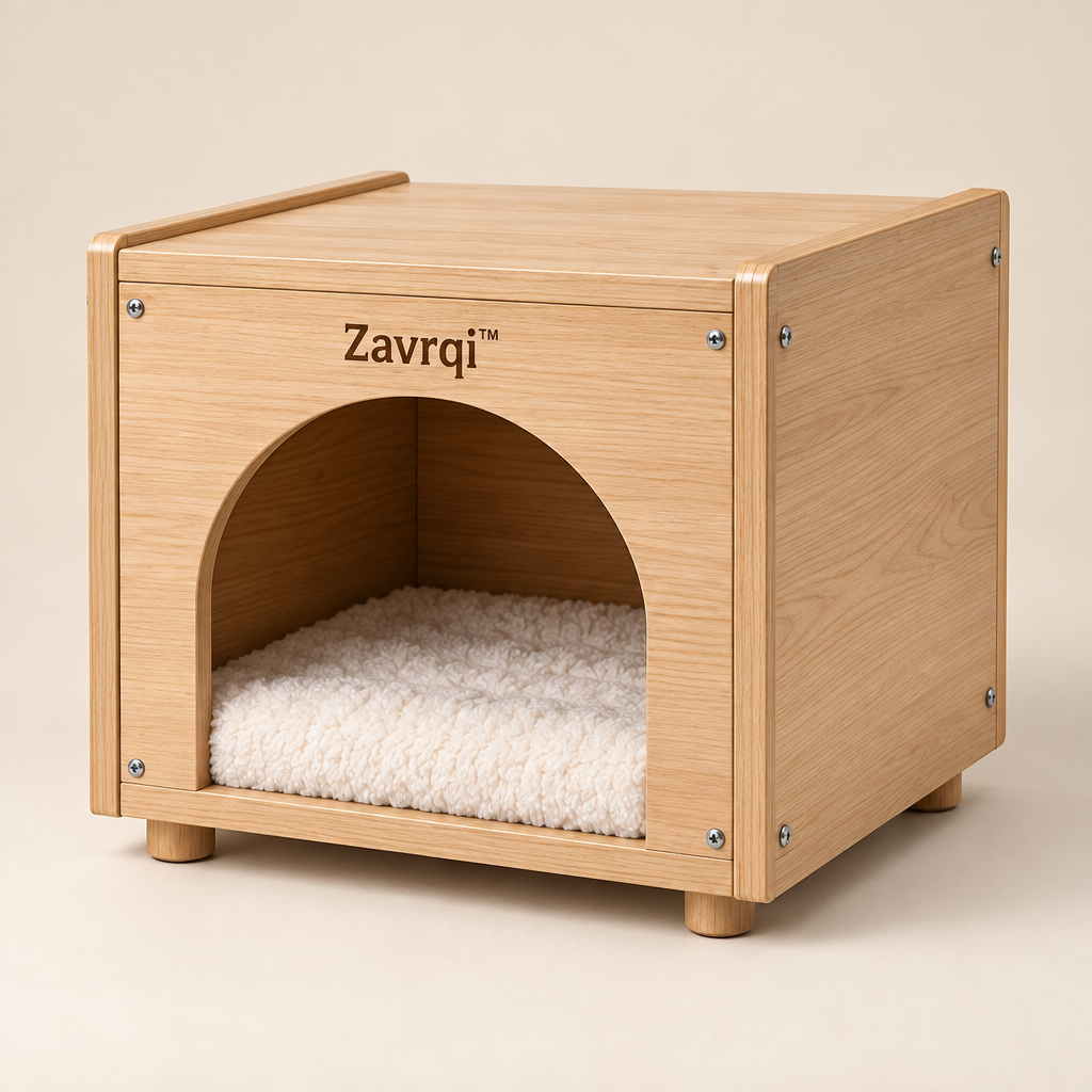 Zavrqi™ Wooden Cat Hideaway House image 01